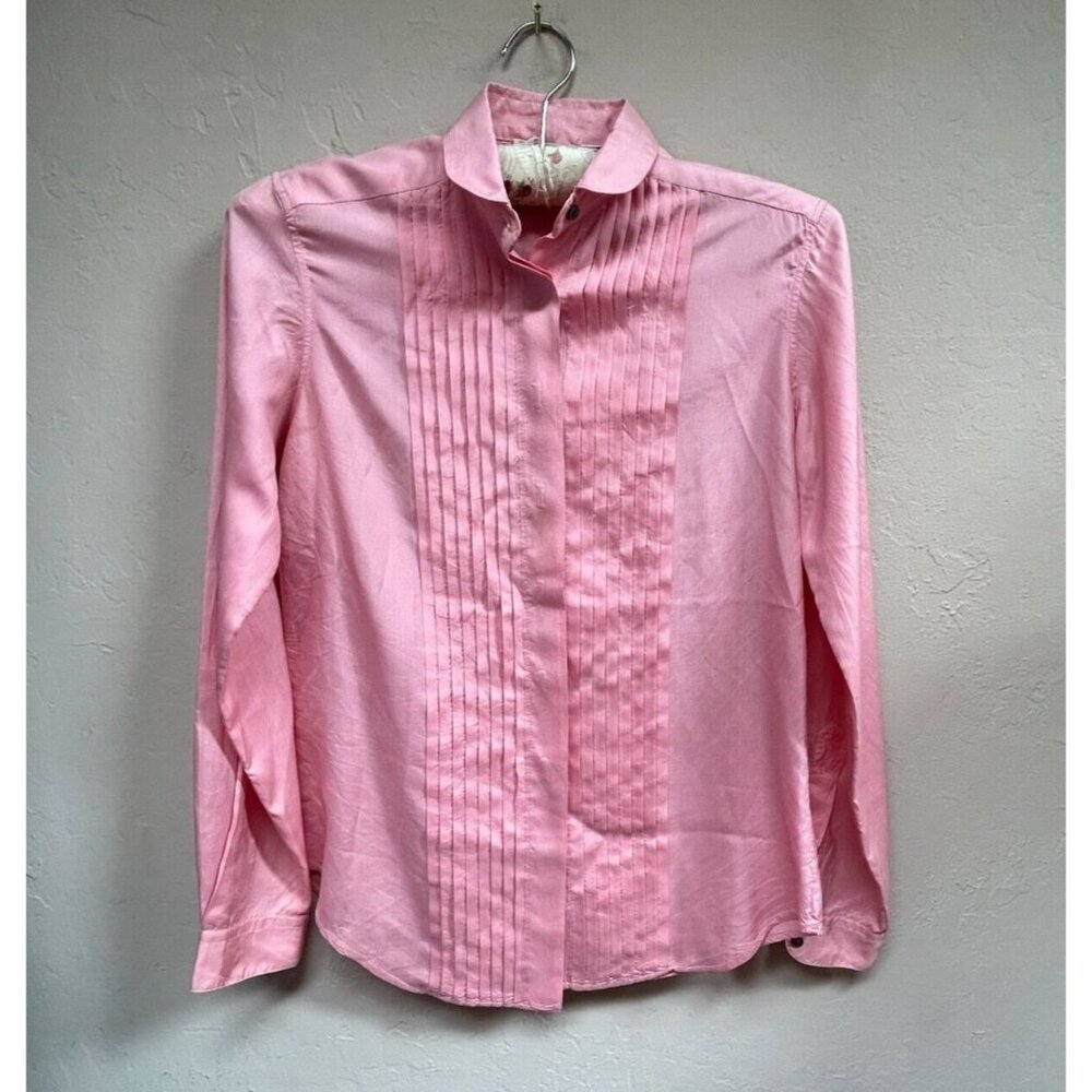 Vintage Patrick James Her Classic Collection Pintuck Silk Shirt Size 6 Pink
